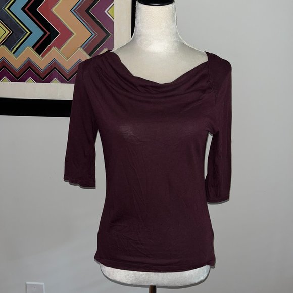 Mossimo Eggplant Drape Neck 1/2 Sleeve Tissue Tee S - Picture 1 of 4